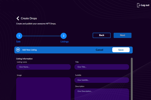 NFT Collection creation page